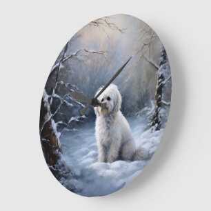 Grande Horloge Ronde Maltais Laisser Neige Noël