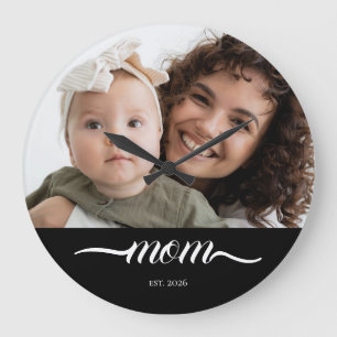Grande Horloge Ronde Maman a établi une photo de script blanc moderne
