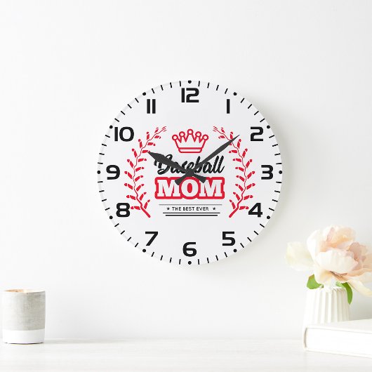 Grande Horloge Ronde Maman De Baseball Chemise La Meilleure Couronne Ja