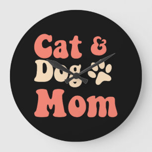 Grande Horloge Ronde Maman de chien de chat