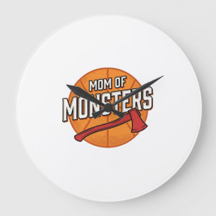 Grande Horloge Ronde Maman de monstres Conception de maman de basket-ba