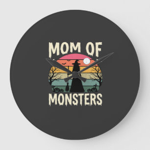 Grande Horloge Ronde Maman Halloween de monstres Sorcière Coucher de so