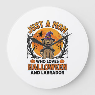 Grande Horloge Ronde Maman Labrador Halloween Design de Chien Vintage_1