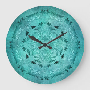 Grande Horloge Ronde Mandala à chair florale
