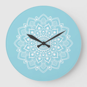 Grande Horloge Ronde Mandala Boho Élégant