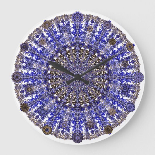 Grande Horloge Ronde mandala design coloré au Maroc (Recto)