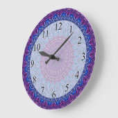 Grande Horloge Ronde Mandala en verre tendu (Angle)