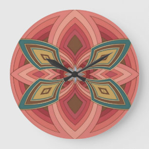 Grande Horloge Ronde Mandala Fleur Papillon