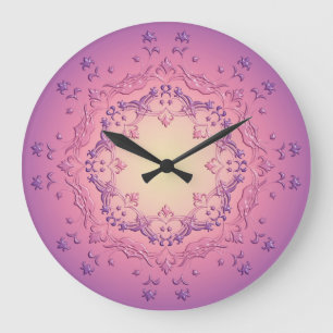 Grande Horloge Ronde Mandala. floral ethnique