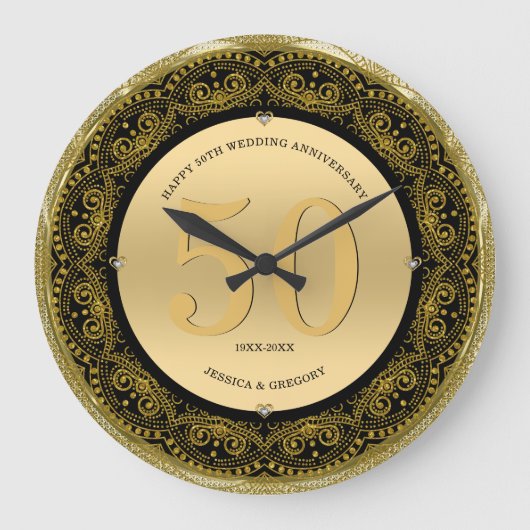 Grande Horloge Ronde Mandala Gold & Black 50 Mariages (Recto)