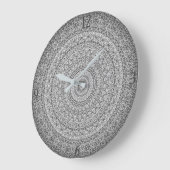 Grande Horloge Ronde Mandala gris/argenté (Angle)