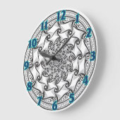 Grande Horloge Ronde Mandala Scroll Clock (Angle)