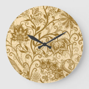 Grande Horloge Ronde Mandalas ethniques : Motif de style indien