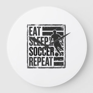 Grande Horloge Ronde Manger Dormir Football Répéter Conception de Chemi