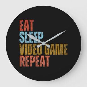 GRANDE HORLOGE RONDE MANGER DORMIR JEUX VIDÉO RÉPÉTER