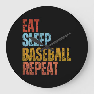 GRANDE HORLOGE RONDE MANGER SOMMEIL BASEBALL RÉPÉTER