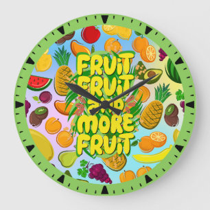 Grande Horloge Ronde Mangez plus de fruits   yoga alimentaire sain moti