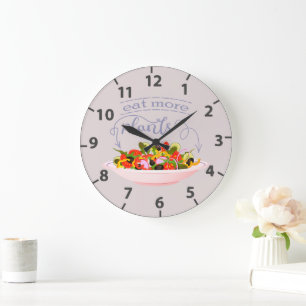 Grande Horloge Ronde Mangez plus de plantes frais motivation salade let