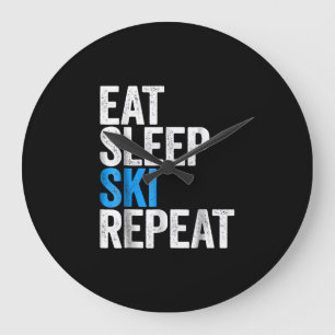 Grande Horloge Ronde Mangez Sleep Ski Répétez Le Cadeau De Ski