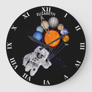 Grande Horloge Ronde Manière laiteuse d'astronaute de planètes de
