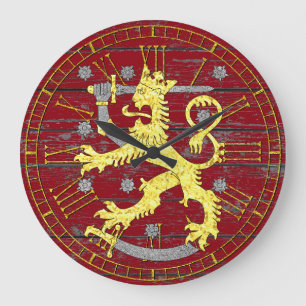 Grande Horloge Ronde Manteau des bras Finlande votre bois de couleur