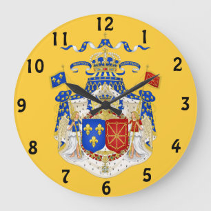Grande Horloge Ronde Manteau royal français d'horloge murale de bras
