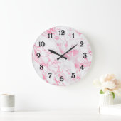 Grande Horloge Ronde Marbre blanc rose (Maison)