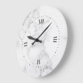 Grande Horloge Ronde Marbre blanc tendance (Angle)