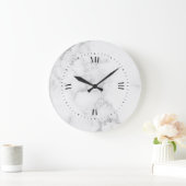 Grande Horloge Ronde Marbre blanc tendance (Maison)