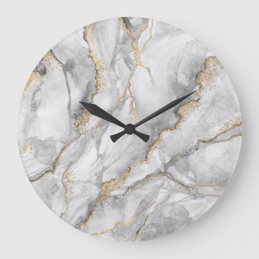 Grande Horloge Ronde Marbre d'argent blanc or assez (Recto)