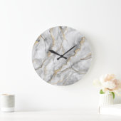Grande Horloge Ronde Marbre d'argent blanc or assez (Maison)
