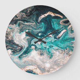 Grande Horloge Ronde Marbre Fabriqué à la main : Texture De Luxe Tradit