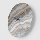 Grande Horloge Ronde Marbre gris bouclé : Veines dorées (Angle)
