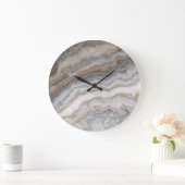 Grande Horloge Ronde Marbre gris bouclé : Veines dorées (Maison)