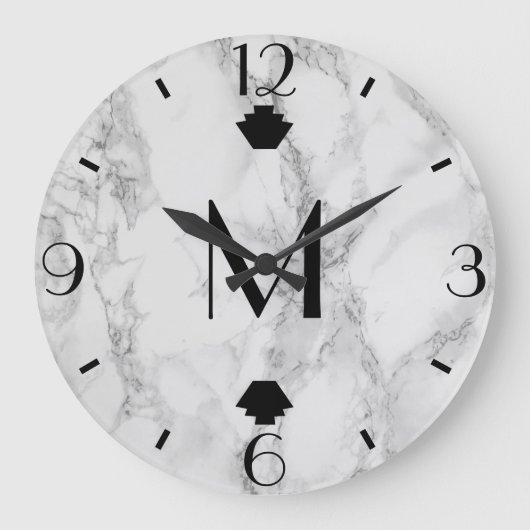 Grande Horloge Ronde Marbre gris moderne Art déco (Recto)