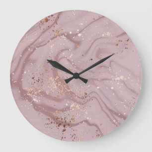 Grande Horloge Ronde Marbre liquide : Artistérie Rose d'or.
