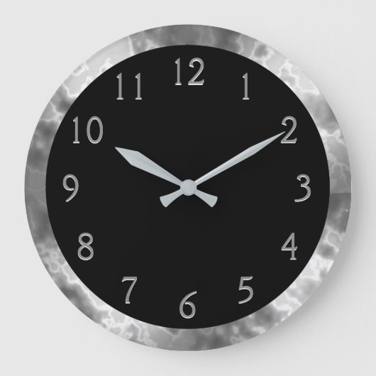 Grande Horloge Ronde Marbre noir et gris (Recto)