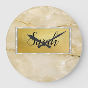 Grande Horloge Ronde Marbre or tendance