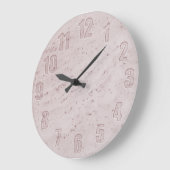 Grande Horloge Ronde Marbre rose avec numéros découpés (Angle)