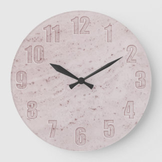 Grande Horloge Ronde Marbre rose avec numéros découpés