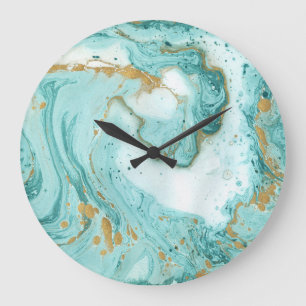 Grande Horloge Ronde Marbre texture décorative, peinture artistique abs