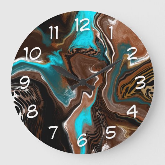 Grande Horloge Ronde Marbre Turquoise Brown et bleu (Recto)