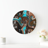 Grande Horloge Ronde Marbre Turquoise Brown et bleu (Maison)