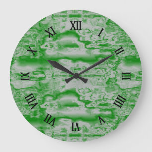 Grande Horloge Ronde Marbre vert foncé et gris