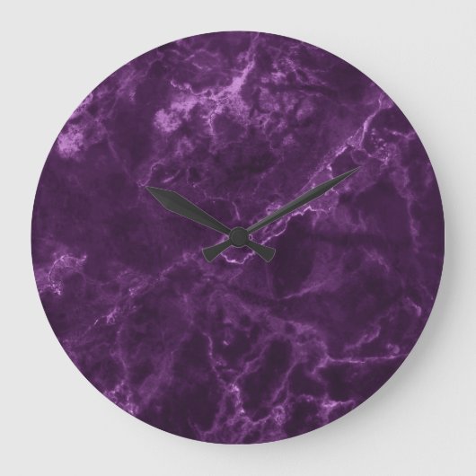 Grande Horloge Ronde Marbre violet foncé : texture luxueuse. (Recto)