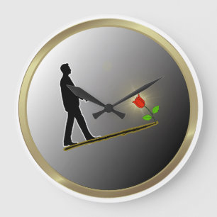Grande Horloge Ronde Marcher vers l'espoir silhouette minimaliste