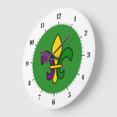 Grande Horloge Ronde Mardi gras fleur-de-lys (Angle)