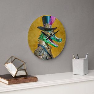 Grande Horloge Ronde Mardi Gras Steampunk Party Animal Alligator