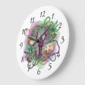 Grande Horloge Ronde Mardi Gras Watercolor Celebration  (Angle)
