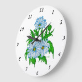 Grande Horloge Ronde Marguerite, Fleurs marguerites en style rétro (Angle)